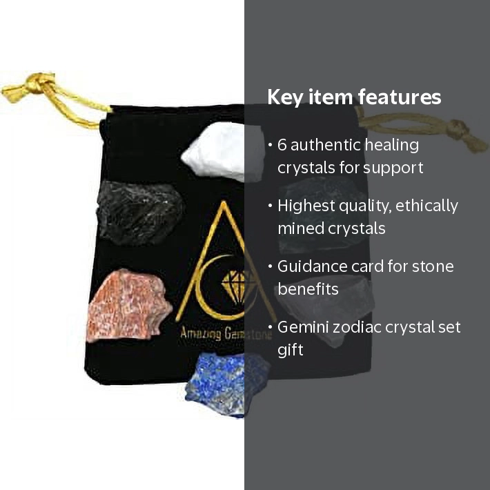 Gemini Healing Crystal Set, Zodiac Birthstone Kit for Gift