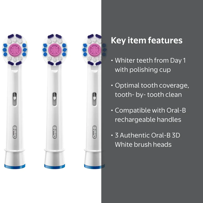 Oral-B 3D White Replacement Brush Heads, 3 ct Carded Pack