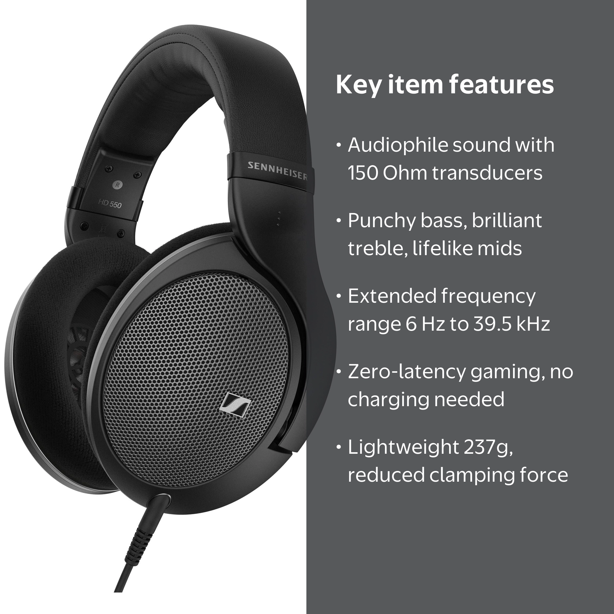 Sennheiser, HD 550 Open-Back Audiophile Headphones, Black