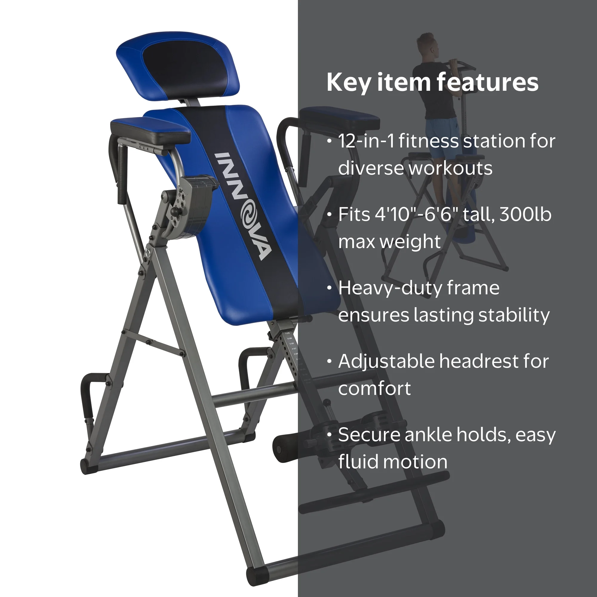 Innova ITP1000 12-in-1 Inversion Table with Power Tower Workout