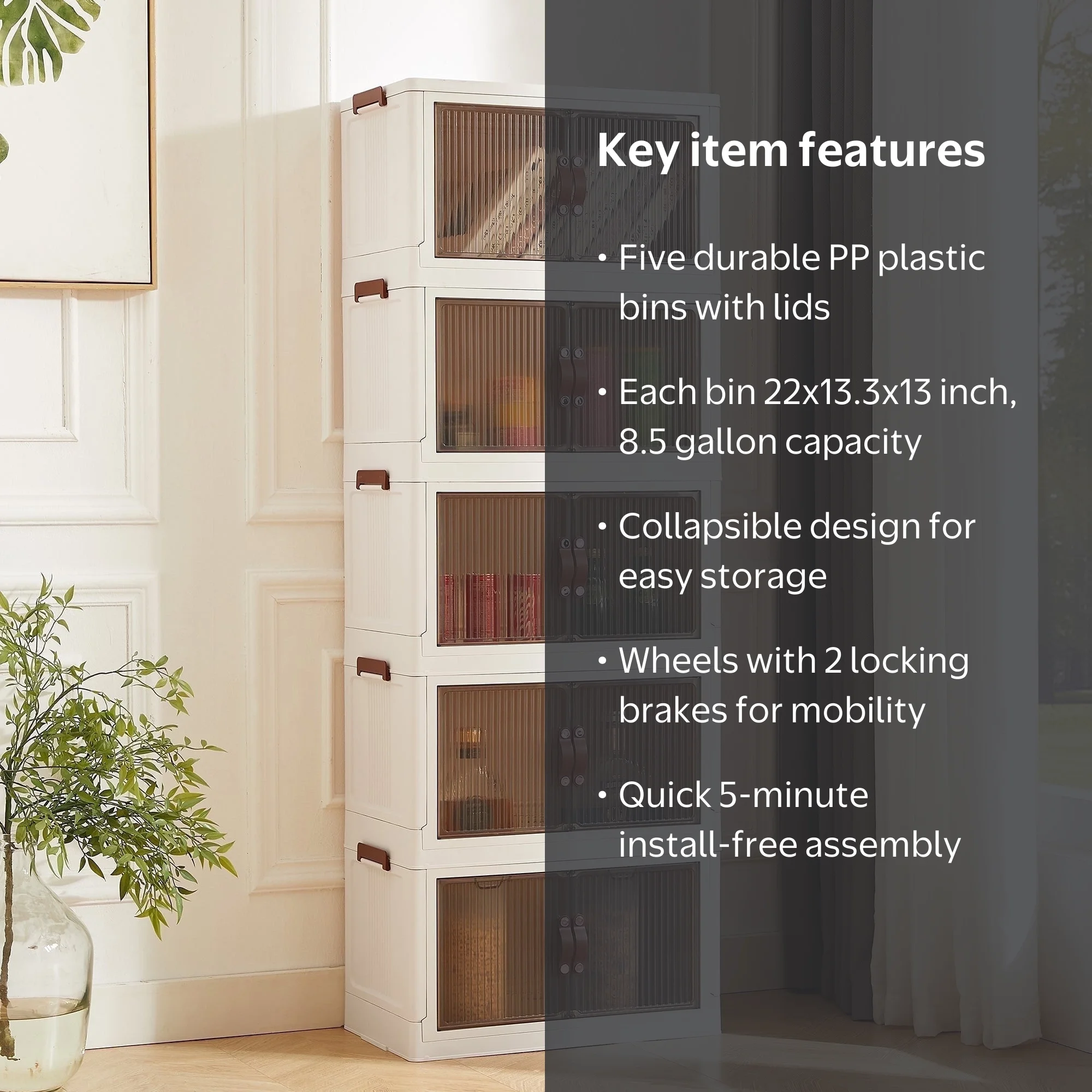 VECELO Strong Household Indoor Multipurpose 5-Pack Folding Storage