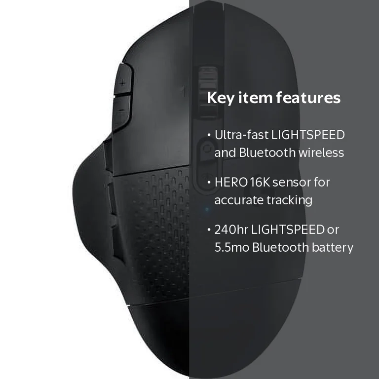 Logitech G604 Lightspeed HERO Gamer Wireless Gaming Mouse, Black