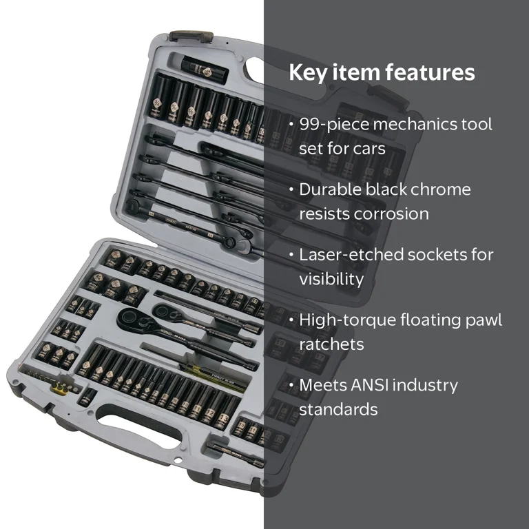 SOTAセット STANLEY 92-839 Mechanics Tool Set, 99-Piece, Black Chrome