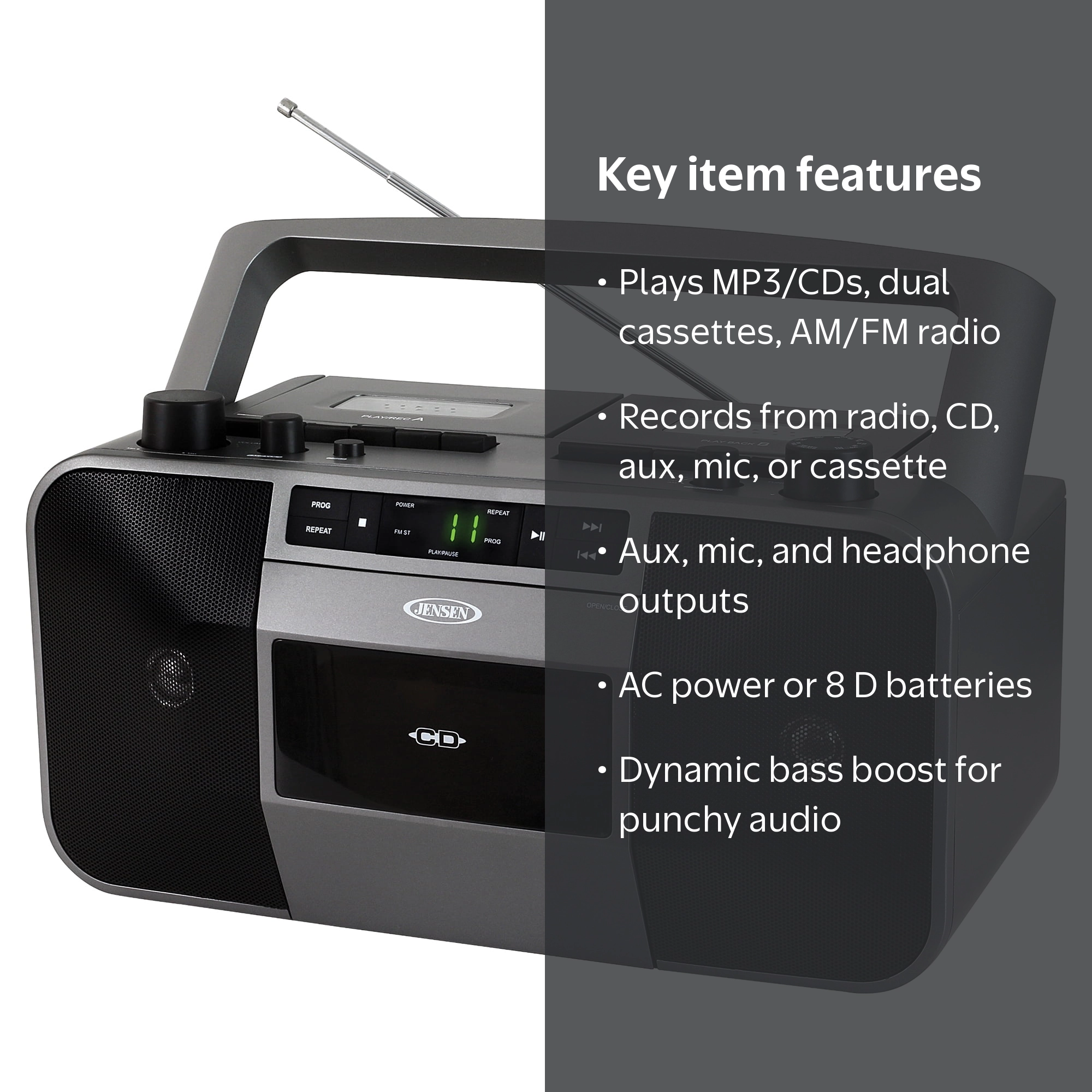 Jensen Compact Multi-Disc Recorder, Portable Stereo CD Player, AM