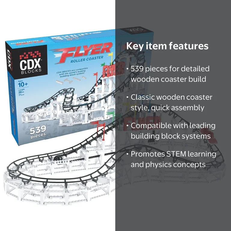 CDX Blocks: Flyer Building Brick Set, 539 Pcs, Gravity Roller