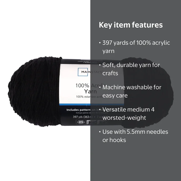 Mainstays Acrylic Yarn Medium 7 Oz 397 Yards for Knitting and