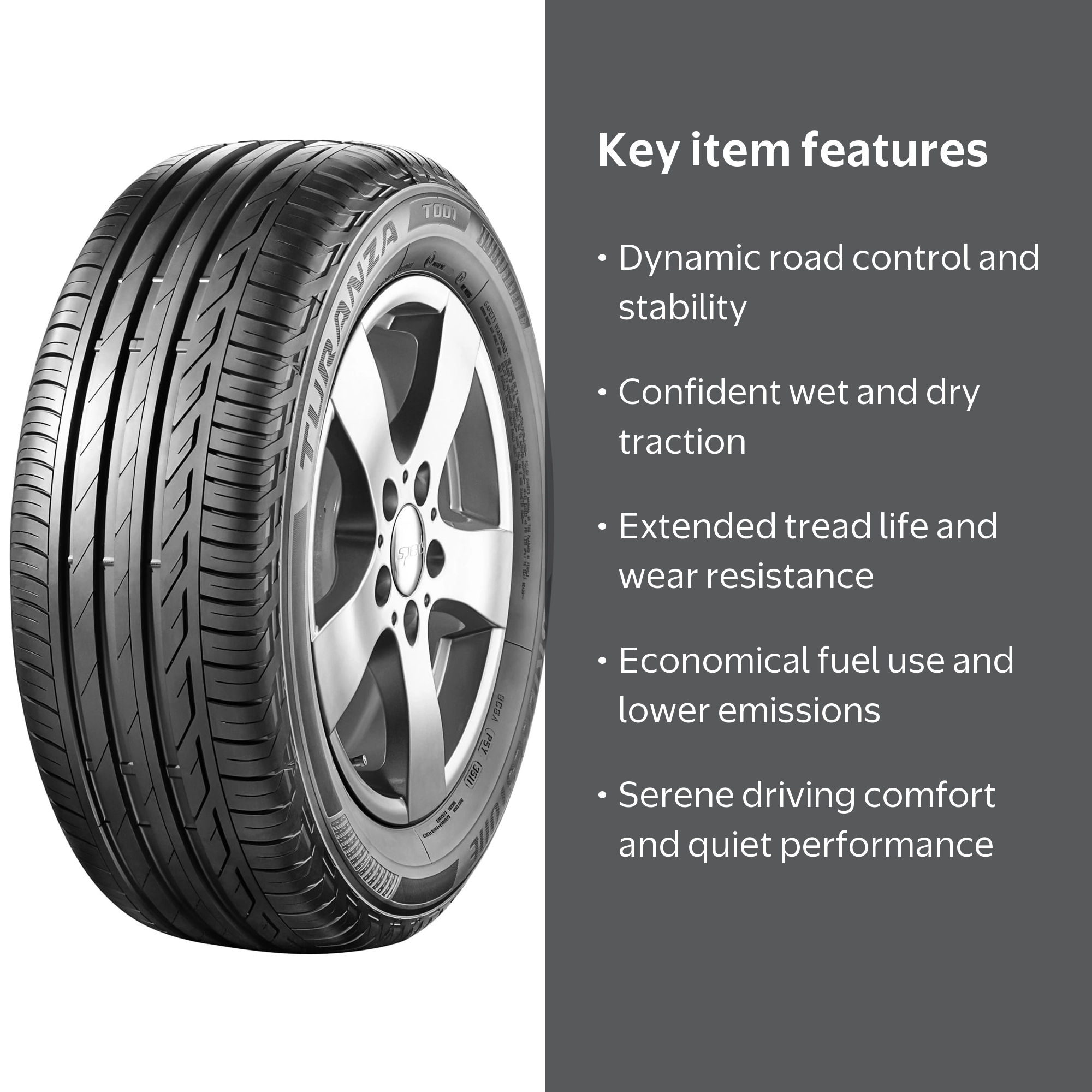Bridgestone Turanza T001 215/55R17 94V AO Performance Summer Tire