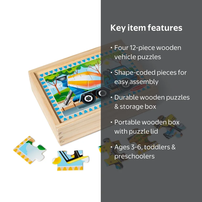 Melissa & Doug FSC Certified 4-in-1 Construction Vehicles Wooden