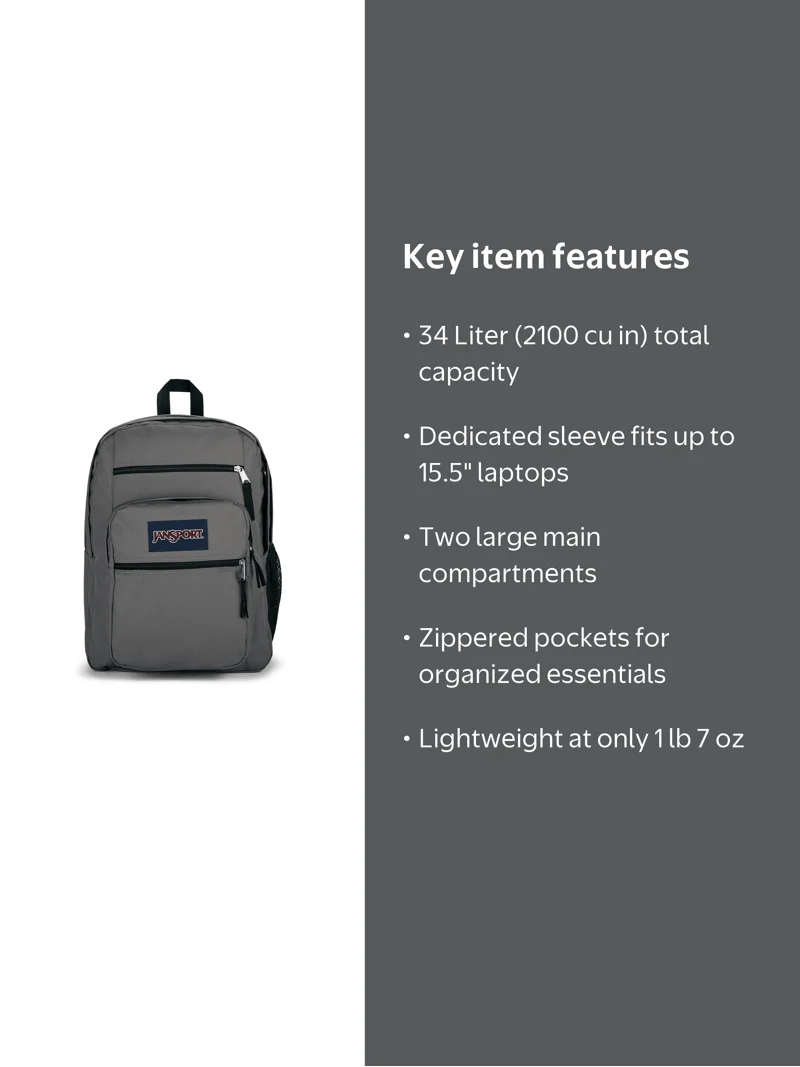 jansport backpack howman liters Big Student a front utility pocket with an organizer Ultimate Backpack Size Guide -