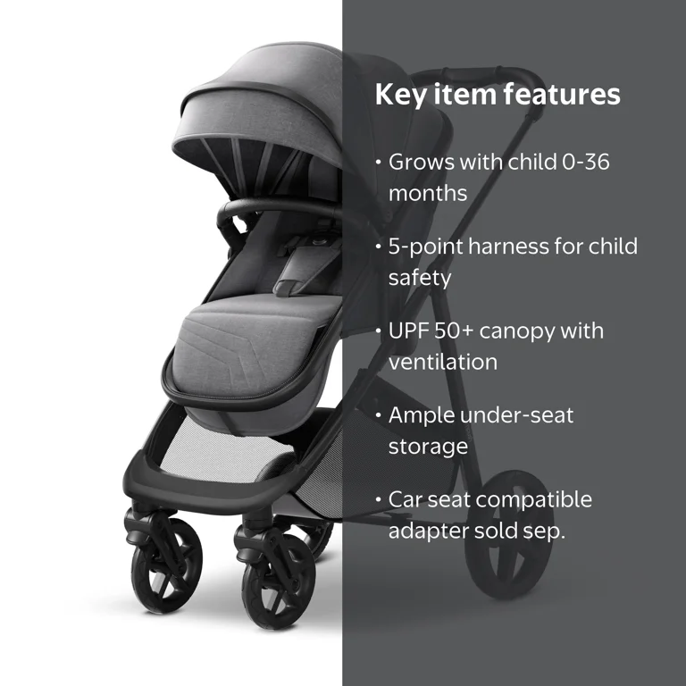 Mompush Wiz 2-in-1 Baby Stroller, Bassinet Mode, Reversible Seat