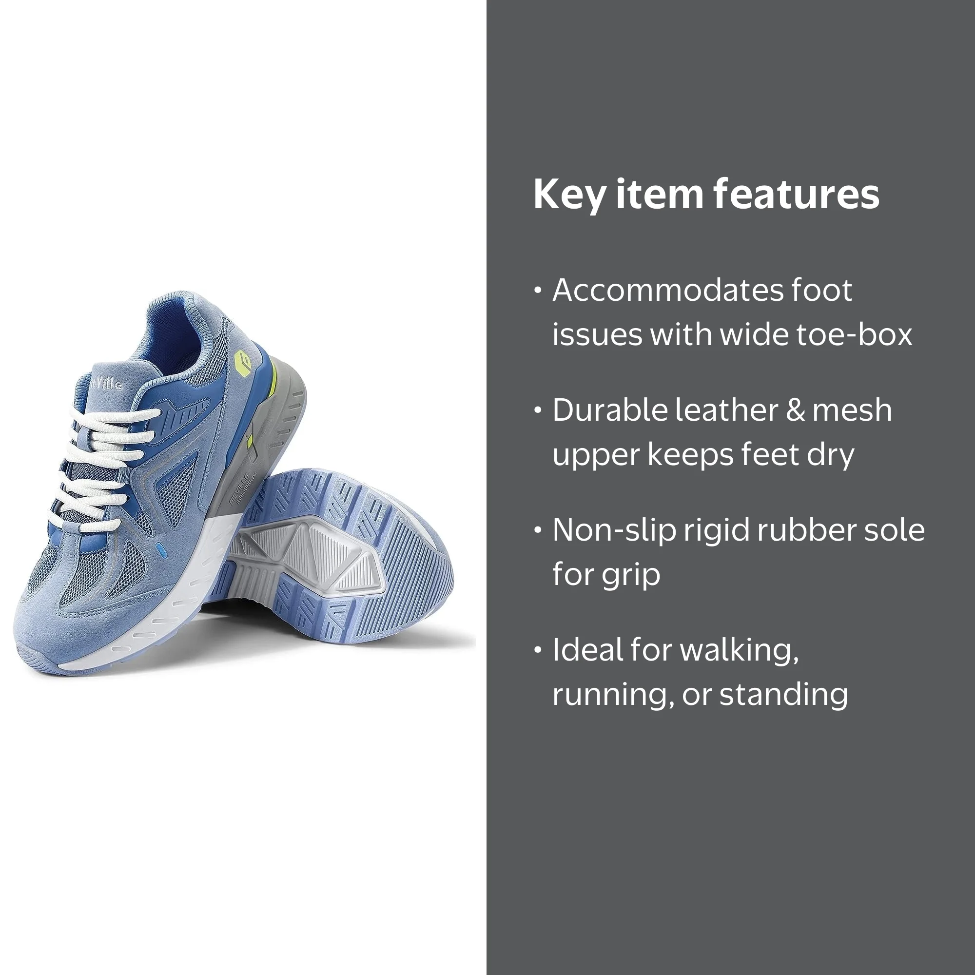 FitVille, Womens Walking Shoes, Wide Width Sneakers Blue - Walmart.com