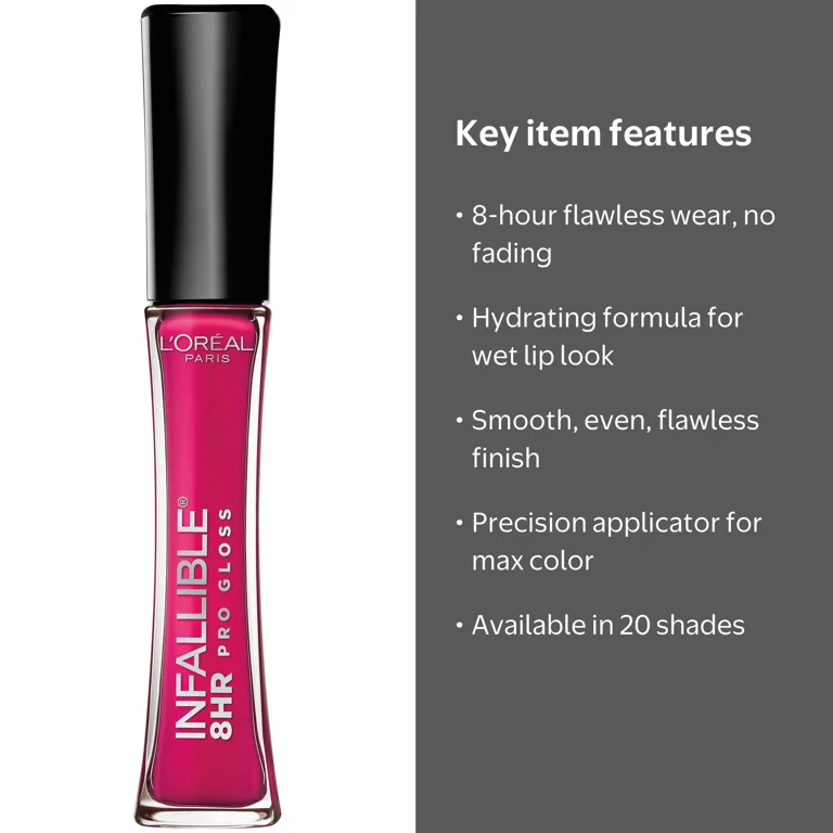 L'Oreal Paris Infallible 8 Hour Lip Gloss Hydrating Liquids 0.21