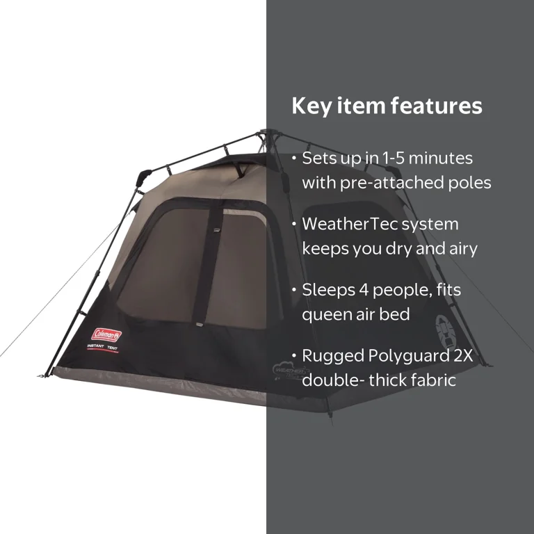 4-Person Cabin Camping Tent with Instant Setup, Gray - Walmart.com 4-Person Cabin Camping Tent with Instant Setup, Gray - Walmart.com