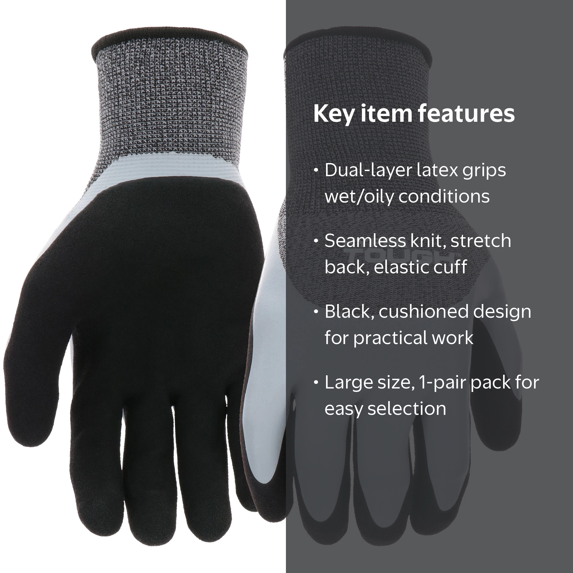 Hyper Tough Double Dipped Latex Gloves Large Safety Workwear