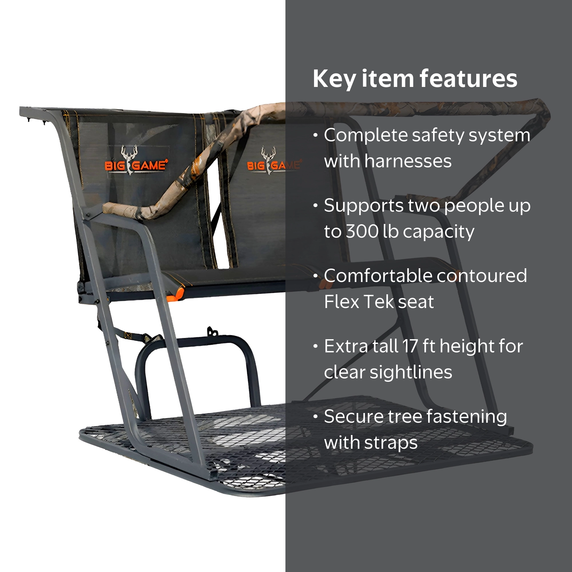 Big Game Spector XT 2 Person Deer Hunting Ladder Stand, 17