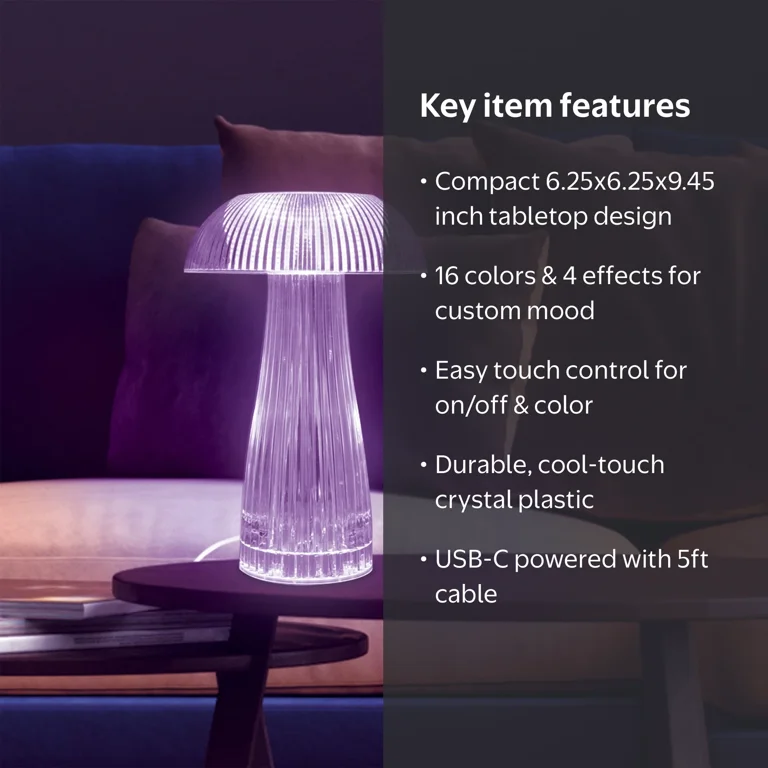 Xtreme Neon Multi-Color Mushroom LED Touch Lamp with Remote