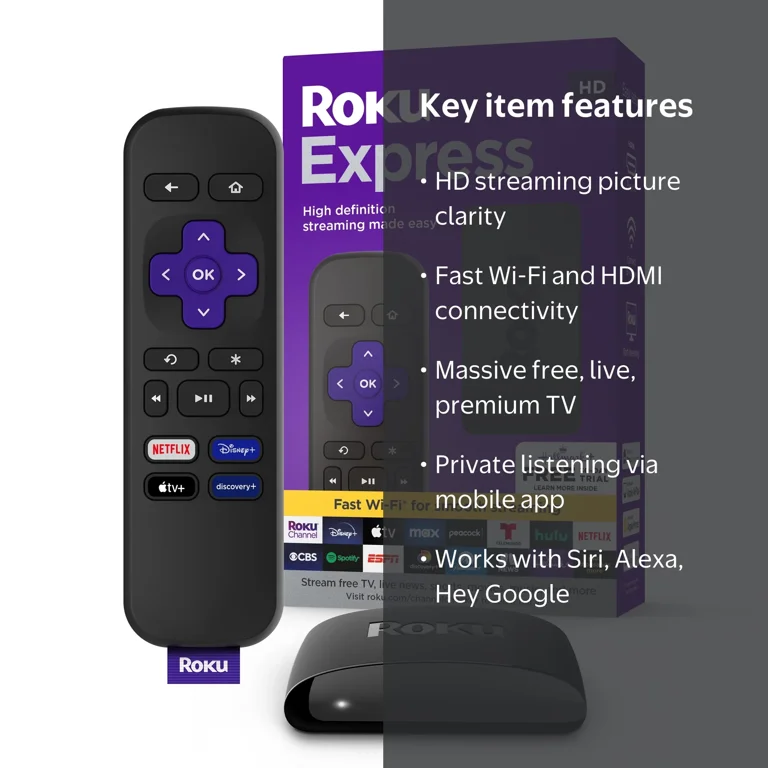 Roku Express HD Streaming Device with Fast Wi-Fi, HDMI Cable