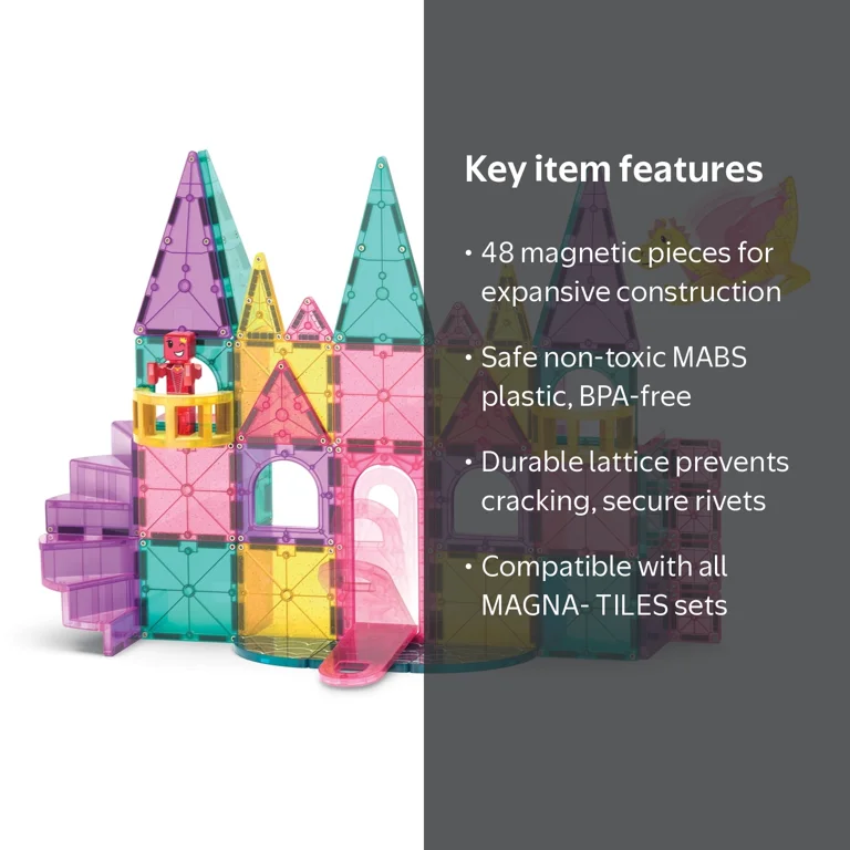 MAGNA-TILES® Castle DLX Magnetic Construction Set, 48 Pieces