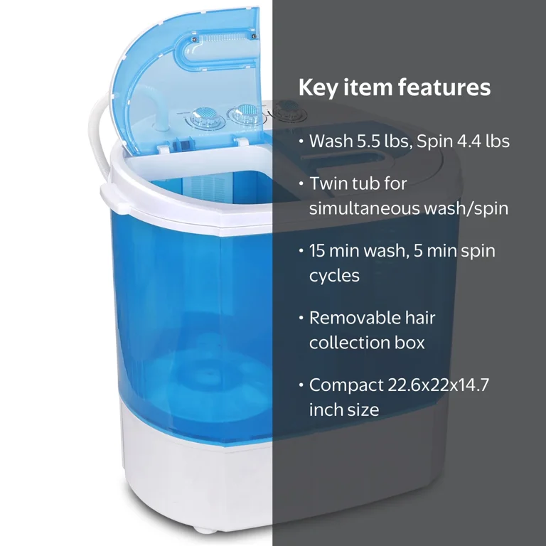 ZENY Portable Washing Machine, Compact Twin Tub, 10 lbs Capacity