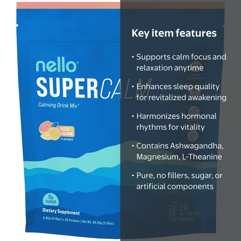Nello Supercalm Drink Mix - Ashwagandha KSM 66, Magnesium