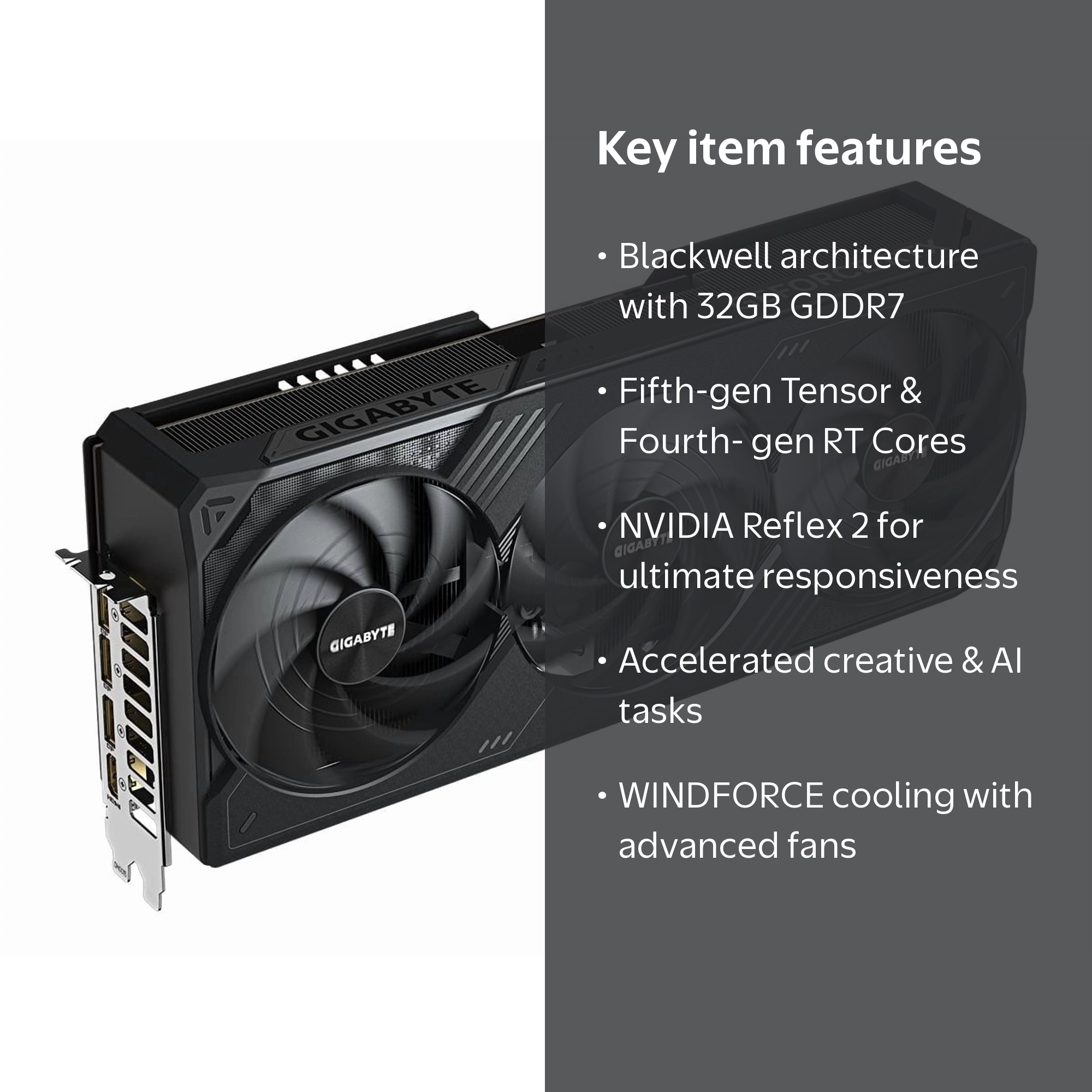 GIGABYTE NVIDIA GeForce RTX 5090 Windforce OC 32GB GDDR7 PCIe 5.0