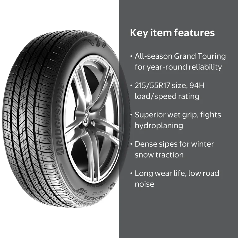 Bridgestone, Passenger Tire, 215/55R17 94H, All Season Black