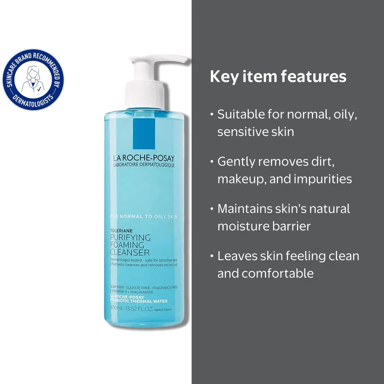 La Roche-Posay Toleriane Purifying Foaming Facial Cleanser, 13.52