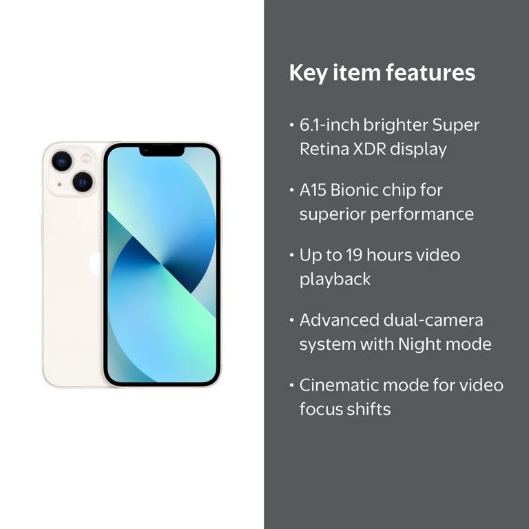 AT&T iPhone 13 128GB Starlight - Walmart.com