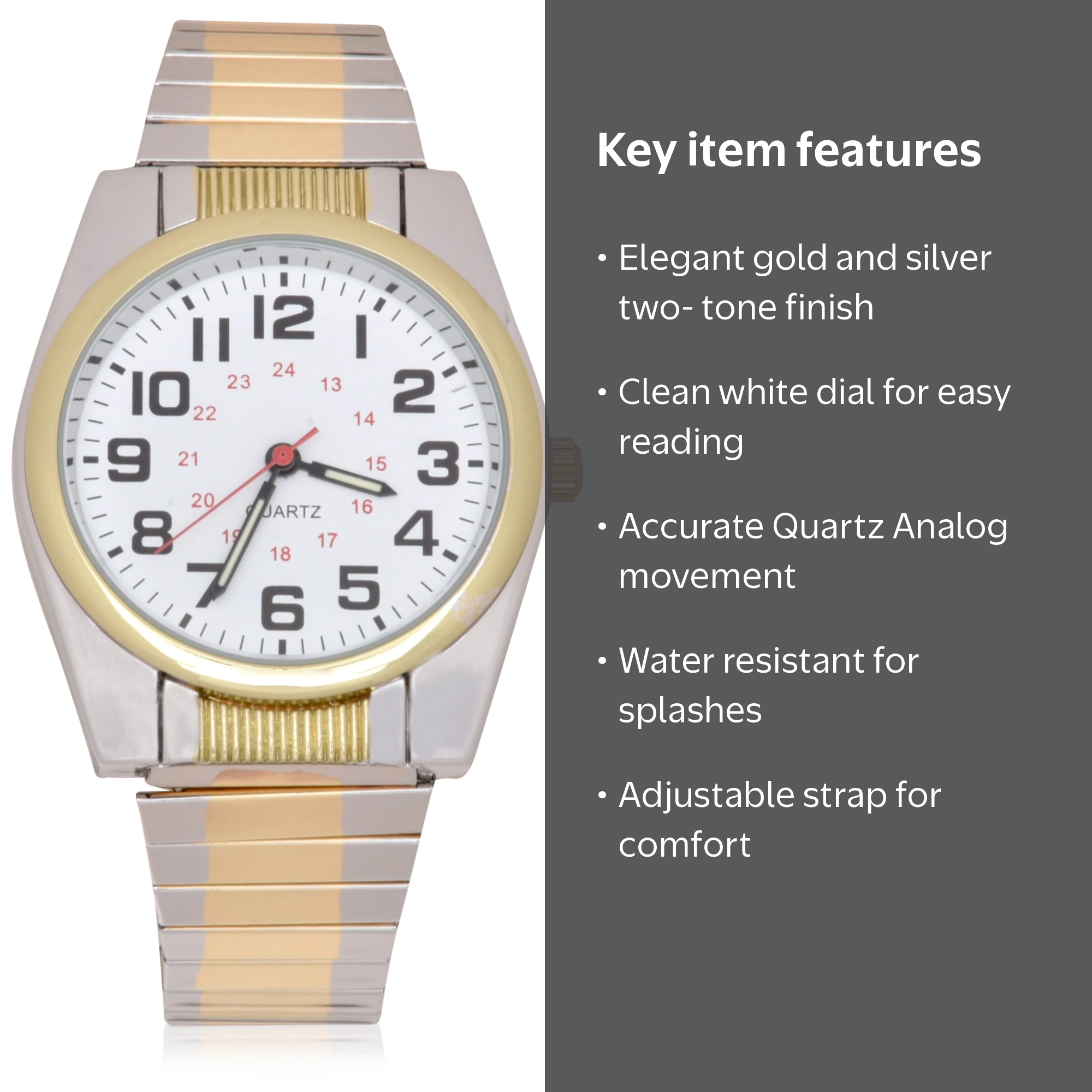 George Adult Men's Analog Watch in Two Tone with White Dial, Water