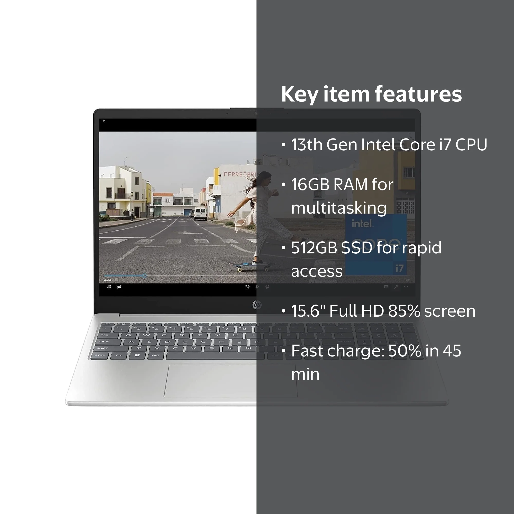 HP 15.6 inch Laptop PC, 13th Gen Intel i7, Iris Xe Graphics, 16GB