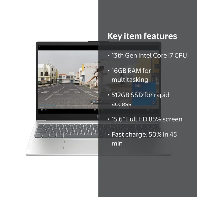 HP 15.6 inch Laptop PC, 13th Gen Intel i7, Iris Xe Graphics, 16GB