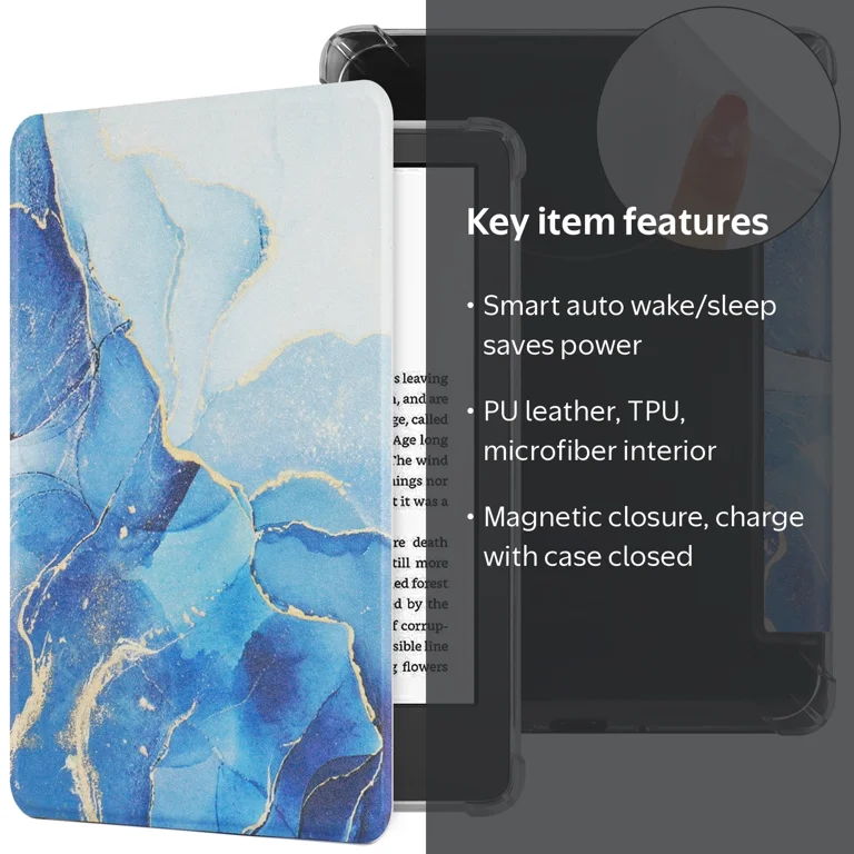 PU Leather + Clear Soft TPU Back Case for Amazon Kindle 11th