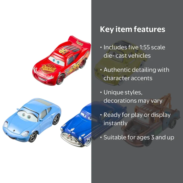Disney and Pixar Cars Travelin' Team 5-Pack, Set of 5 1:55 Scale