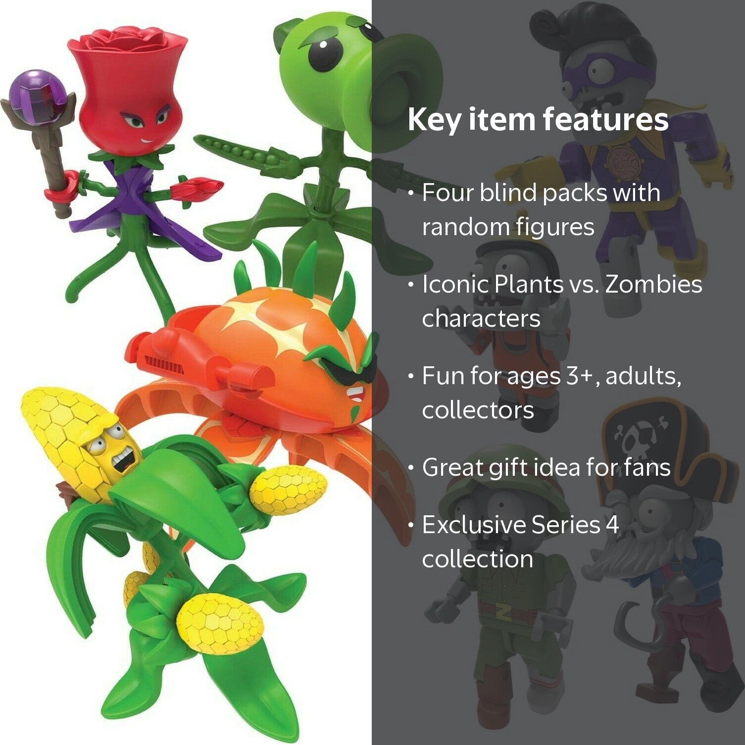 4PC K'Nex GW2 Plants vs. Zombies Series 4 Blind Pack (1 Figure per