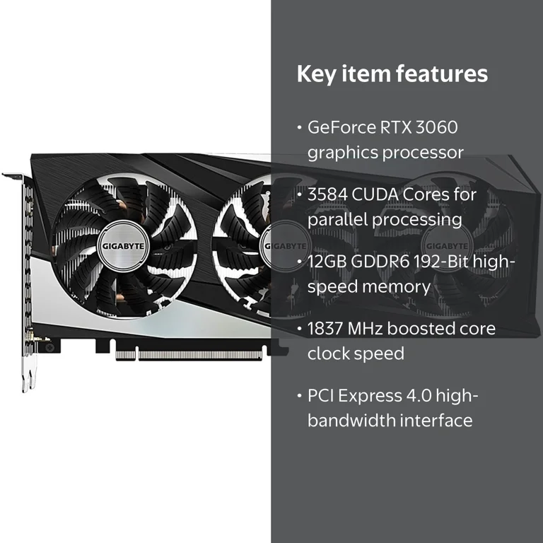 GIGABYTE GeForce RTX 3060 12GB GDDR6 ATX Gaming OC Video Card GV