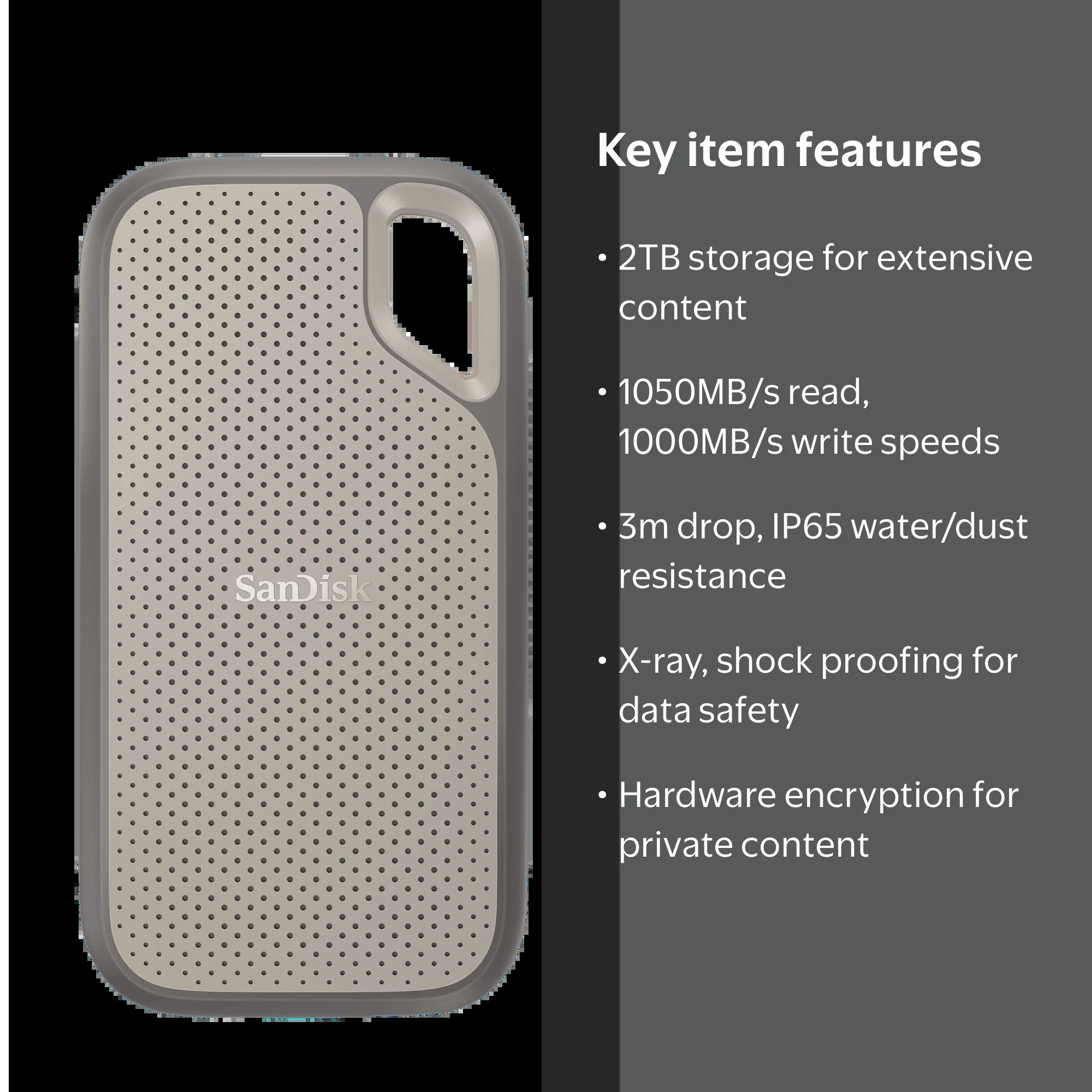 SanDisk 2TB Extreme External Portable SSD Up to 1050MB/s USB-C USB