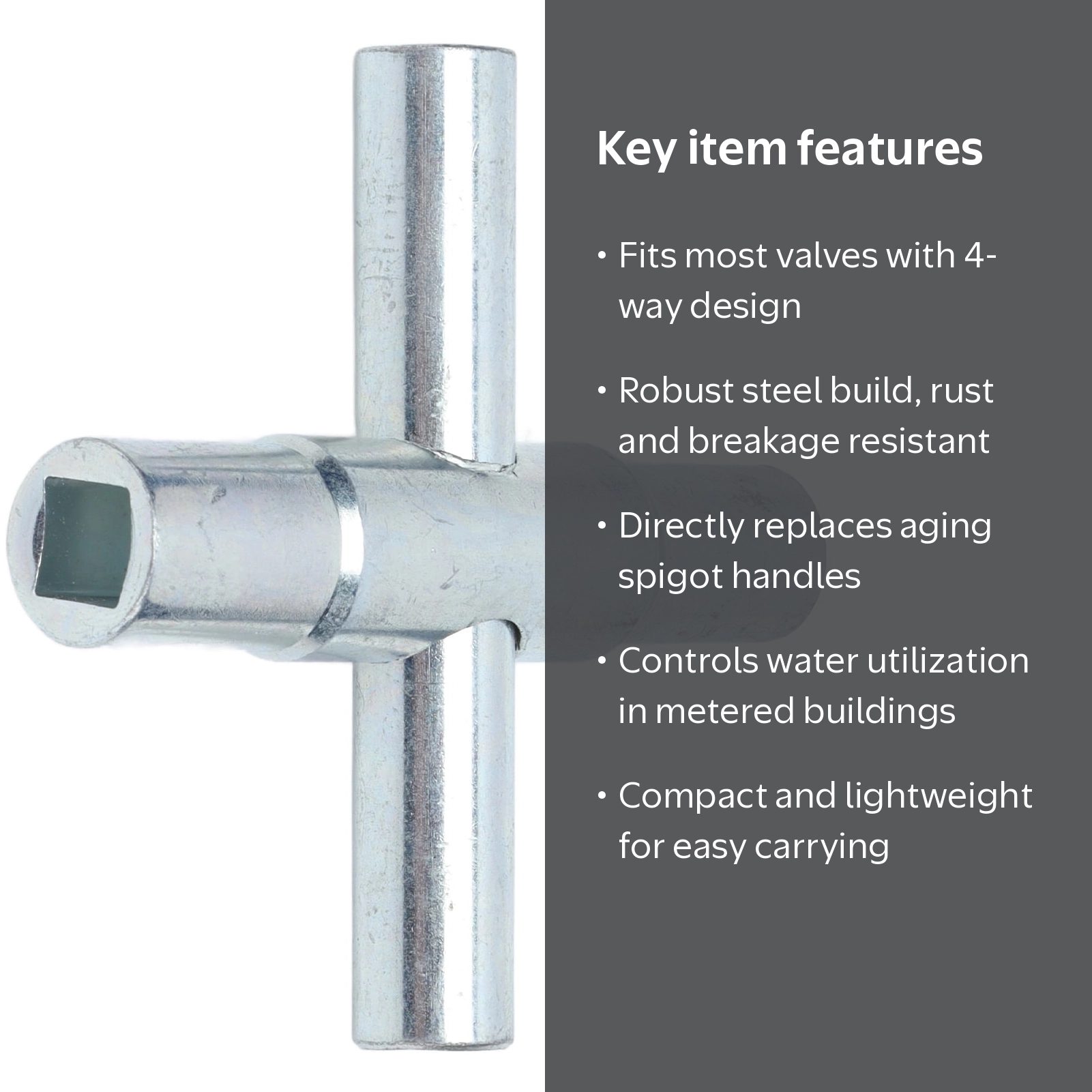 Viganoc 4-Way Sillcock Key – Fits 1/4, 9/32, 5/16, 11/32 Sizes, Heavy-Duty Steel, 2-Pack For Spigots & Valves