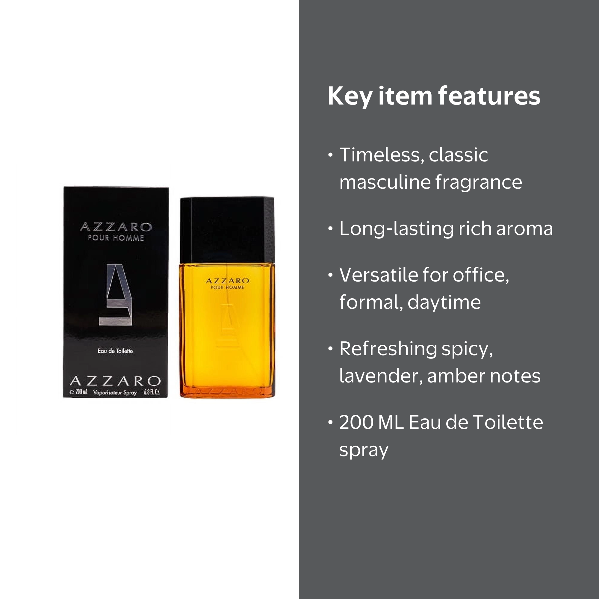 Azzaro Pour Homme, 6.7 oz Eau de Toilette Spray for Men, Aromatic