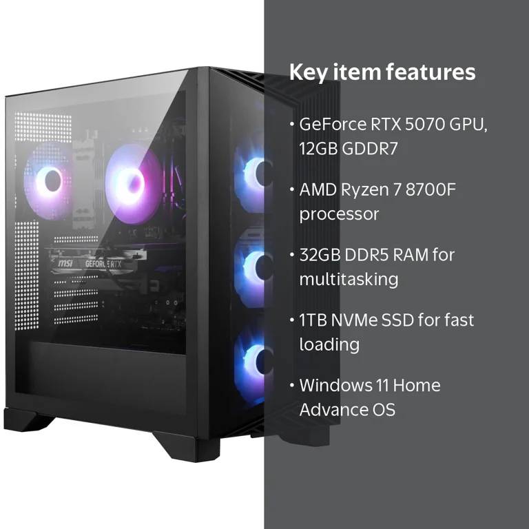 MSI Gaming Desktop PC Aegis Z2 A8NVP-1447US AMD Ryzen 7 8700F 32GB