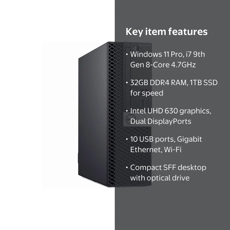 Dell OptiPlex 5070 SFF, Octa Core i7-9700, 9th Gen, 32GB RAM, 1TB
