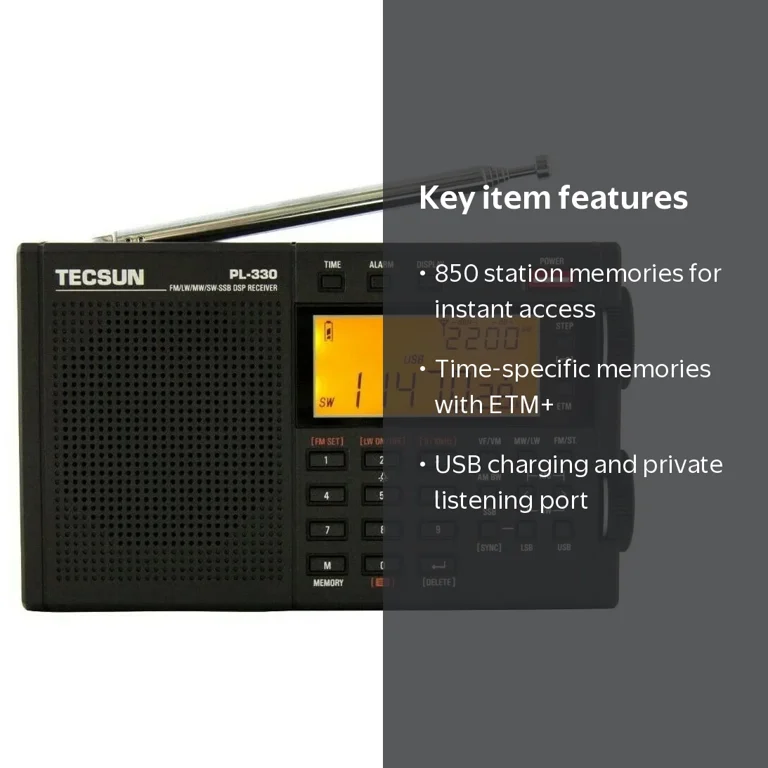 Tecsun PL330 Portable AM FM Shortwave Radio with SSB, Synchronous