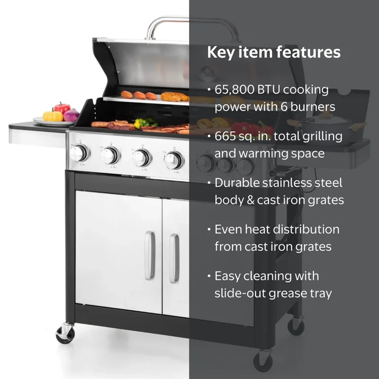 BBQコンロ Summit Living Heavy Duty 6 Burner LP Propane Sear Gas Grill