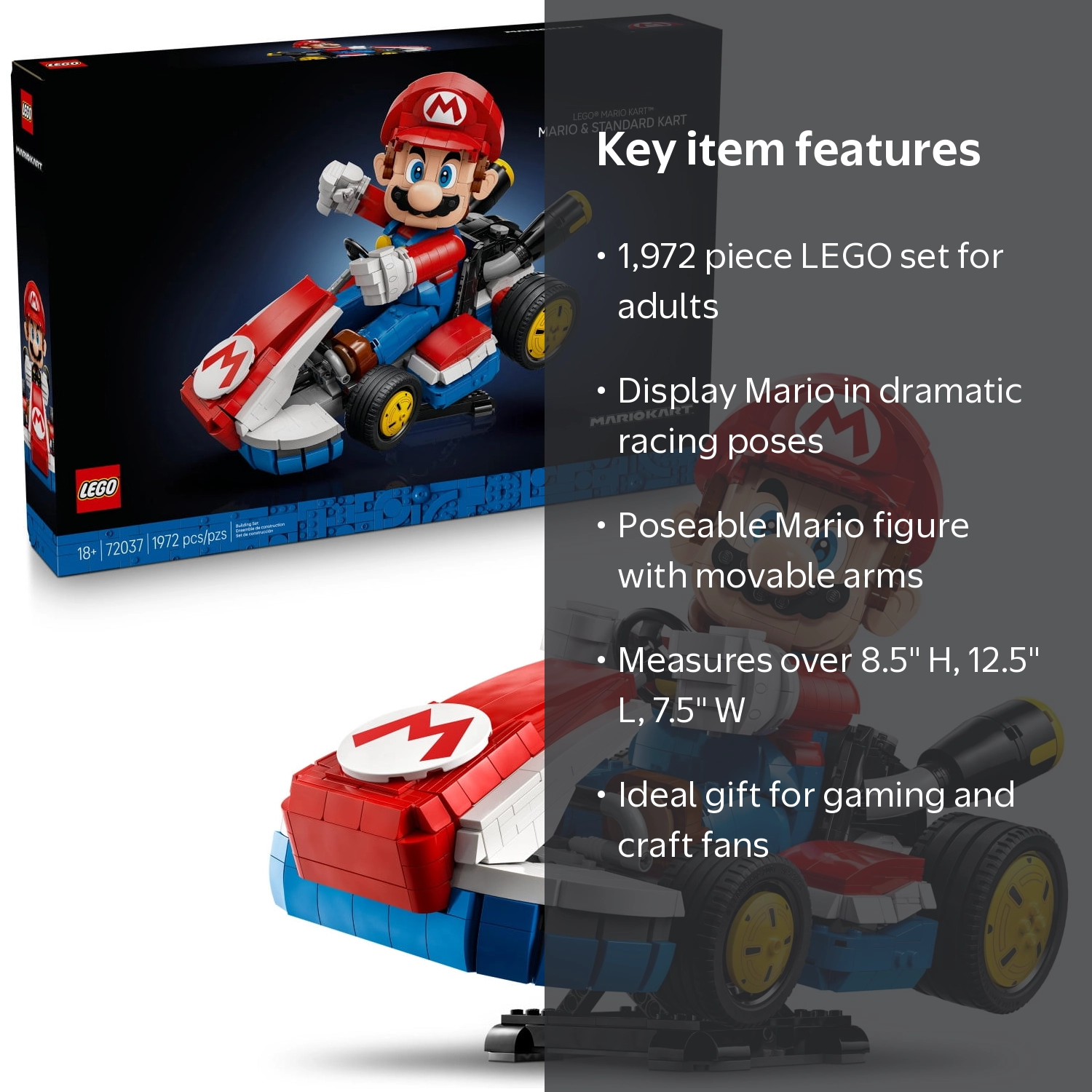 LEGO, Mario Kart, Mario and Standard Kart, Multicolor, Ages 18+