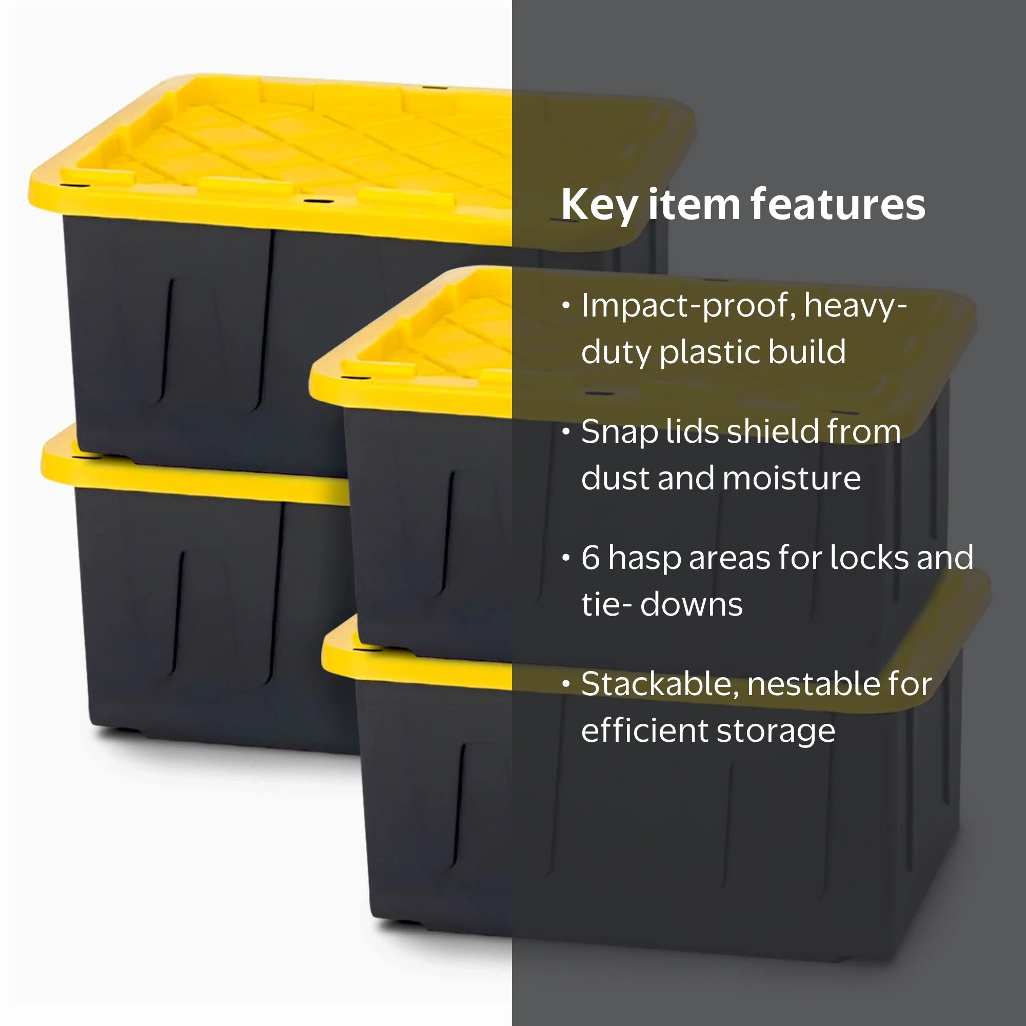 Homz, Storage Container, 15-Gallon, Heavy Duty with Snap Lids