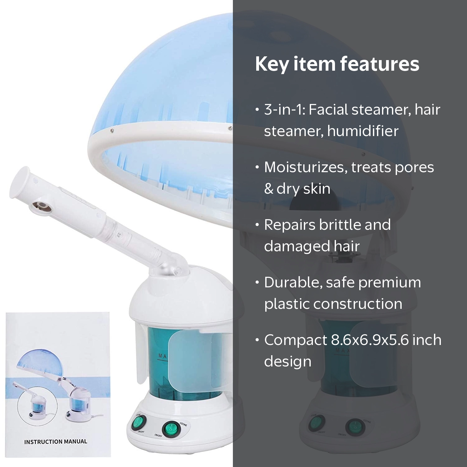 ZENSTYLE Professional 3 in 1 Mini Ozone Facial & Hair Steamer