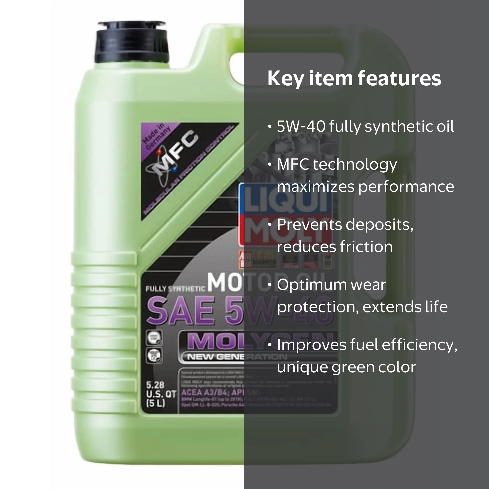 Liqui Moly, Syn Oil 5W-40, 20232 5 Liters, Fully Synthetic