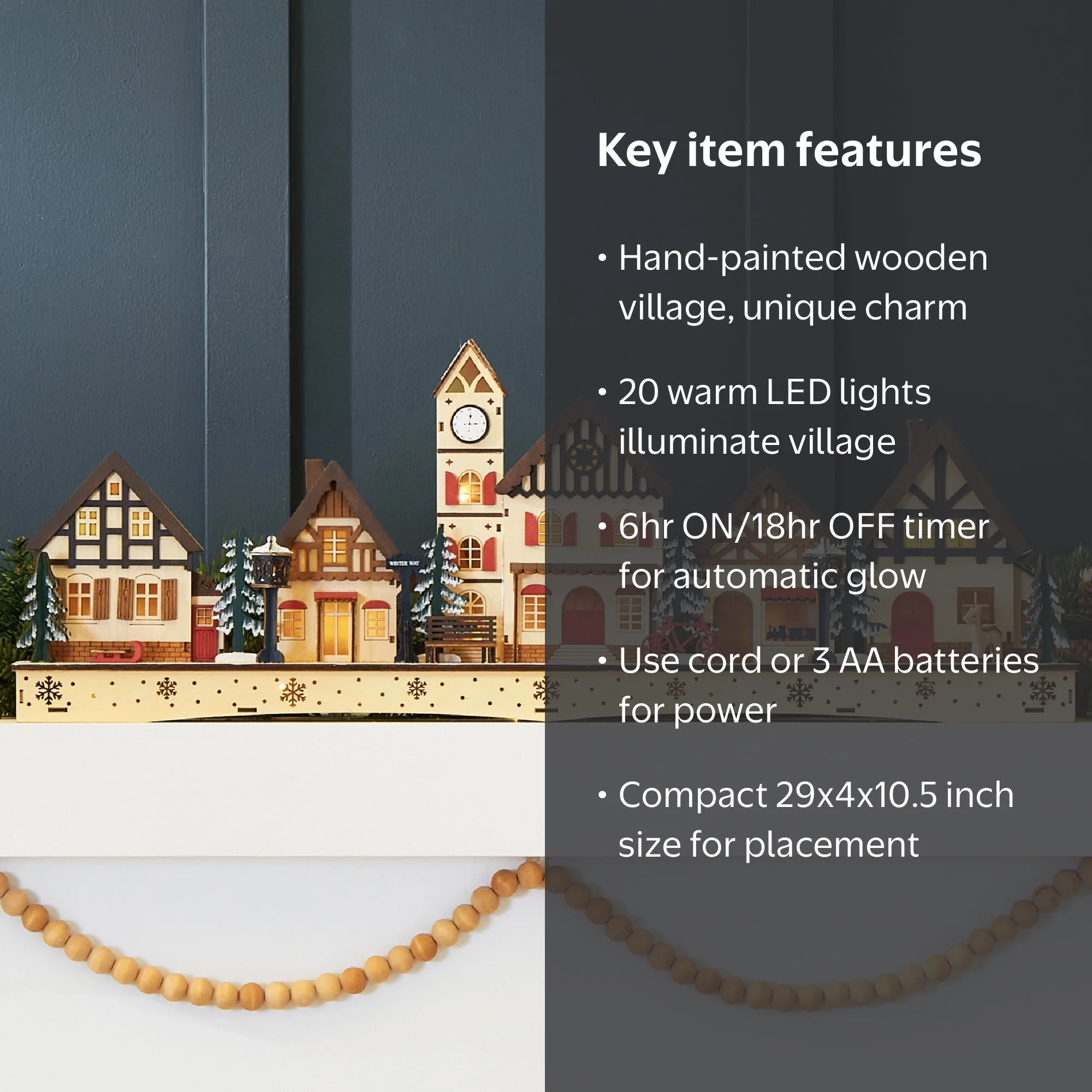 Best Choice Products Pre-Lit Wooden Christmas Village, Battery