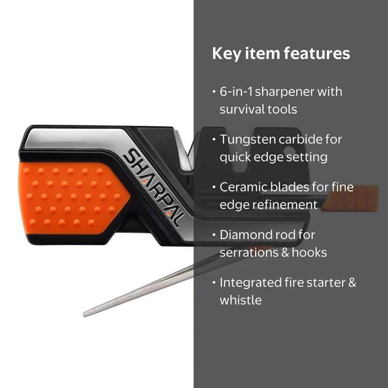 SHARPAL 101N 6-In-1 Knife Sharpener & Survival Tool, Fire Starter