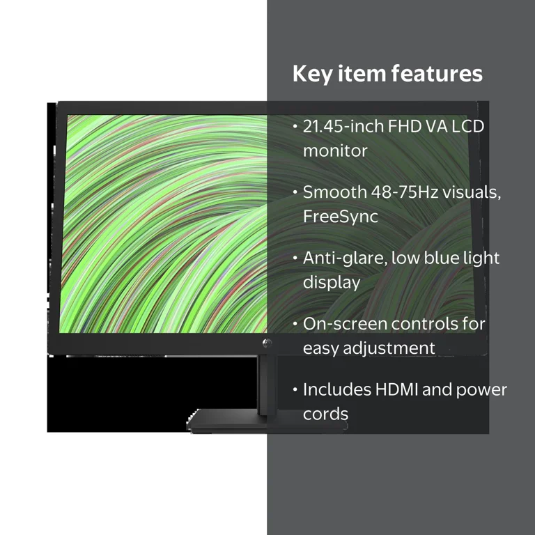 HP, V22v G5 FHD Monitor, 21.45 inch, Black, 1920 x 1080 resolution