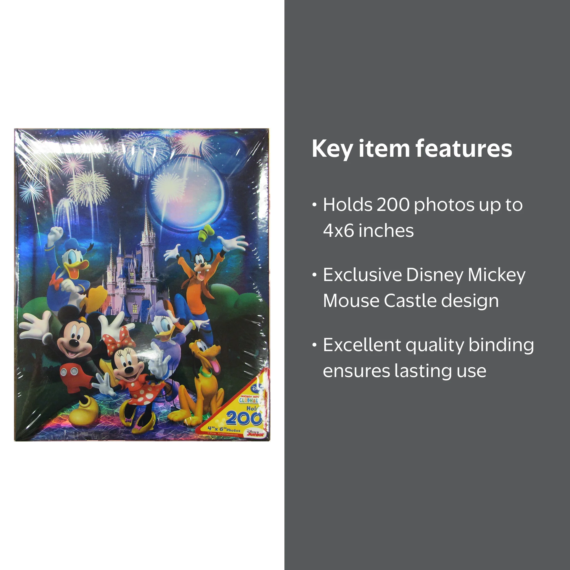 Disney, 200 Pg 4x6 Photo Album, Mickey Mouse Castle, Holds 200